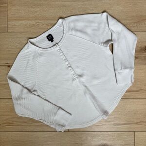 gap | white waffle knit long sleeve top size small